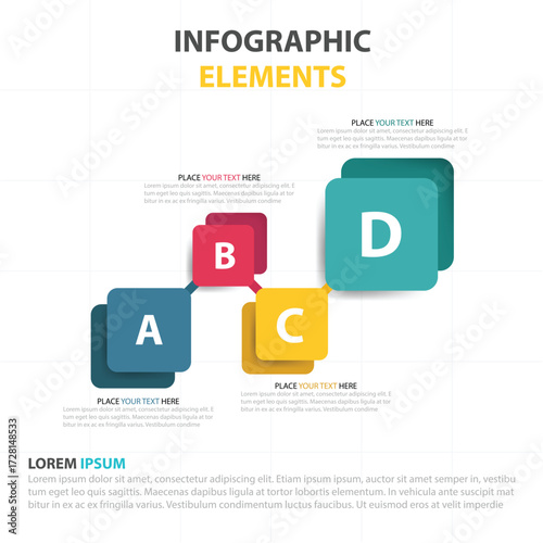 Colorful infographic elements with letters a b c d for presentation and data visualization