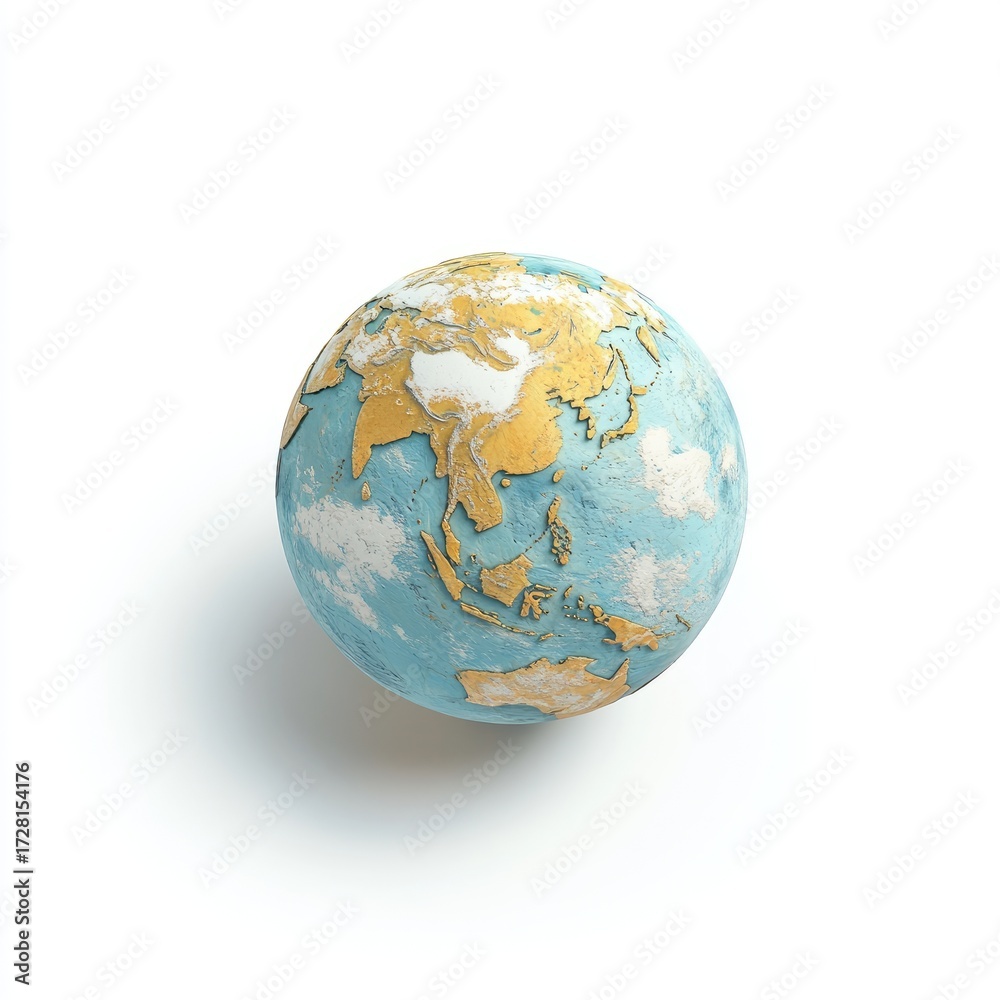 Fototapeta premium Detailed 3D model of Earth, focused on Asia