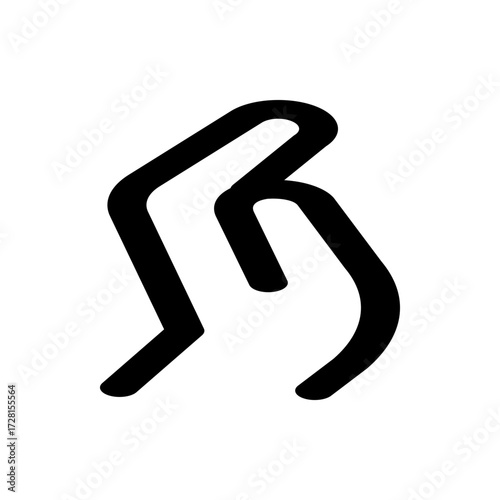 A minimalist abstract black line drawing on a white background creating an ambiguous and modern design art