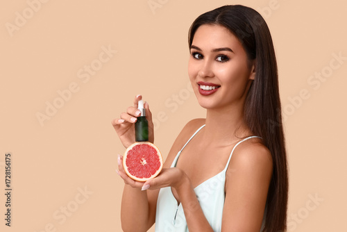 Beautiful woman holding ser...