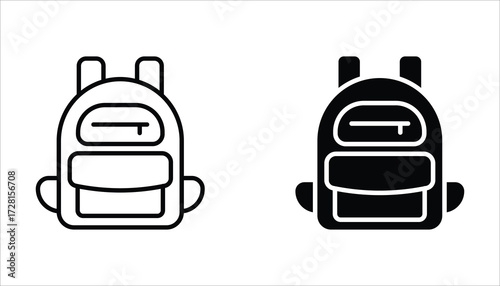 school bag icon set,  flat illustration of vector icon on white background. 