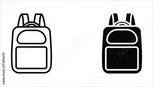 school bag icon set,  flat illustration of vector icon on white background. 