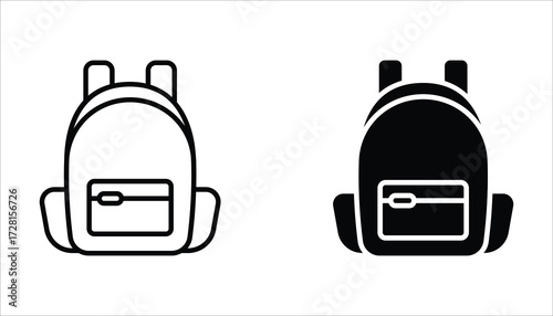 school bag icon set,  flat illustration of vector icon on white background. 