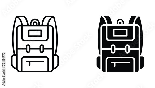 school bag icon set,  flat illustration of vector icon on white background. 