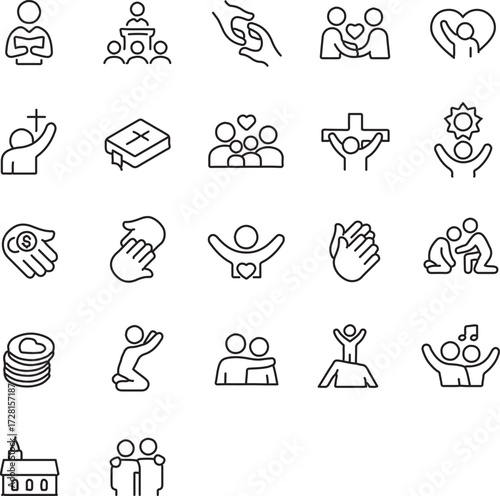 Religious and Community Support Icons Set.
