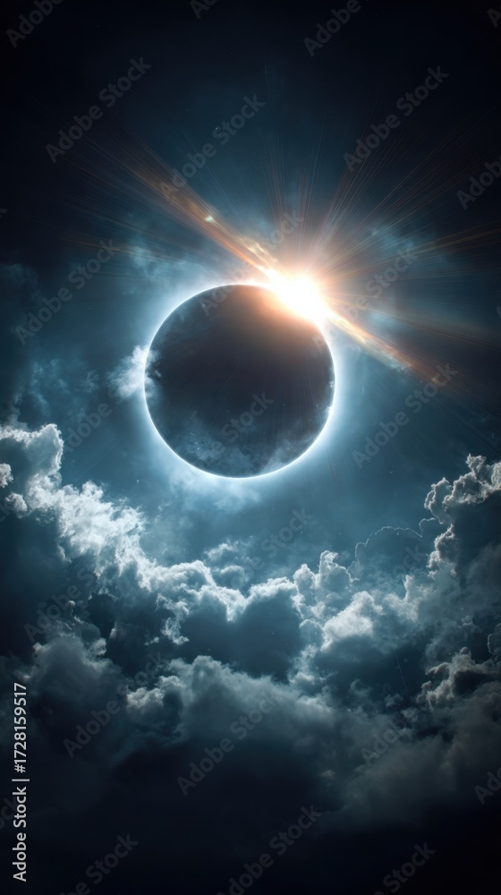 Obraz premium Stunning Total Solar Eclipse with Glowing Corona in Dark Sky Premium Scientific Education Content for Inspiring Astronomy Marketing and Social Media Campaigns