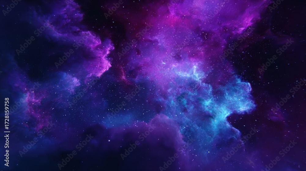 Fototapeta premium Space background with nebula and stars, mysterious universe illustration. Use for digital art, promotions, and creative designs.