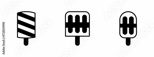 Vector illustration. Collection of ice cream. Ice cream vector icon set. Ice cream vector sign. Flat vector illustration of a black ice cream. Ice cream icon. Vector icon.