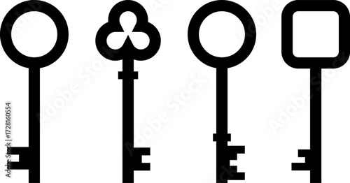 Black key vector icons in four styles