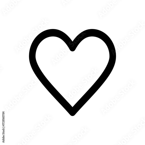Illustration of a simple heart shape with a thick black outline against a white background design element