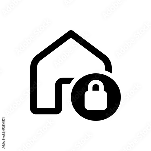 Illustration of a house icon with a padlock inside a circle, symbolizing home security and protection needs