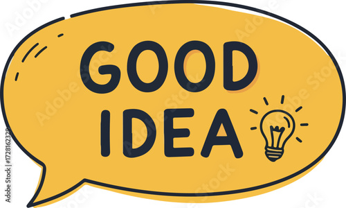 Good Idea Concept Illustrated in a Yellow Speech Bubble.