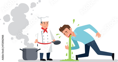 Chefs culinary creation causes illness and vomiting in a customer.