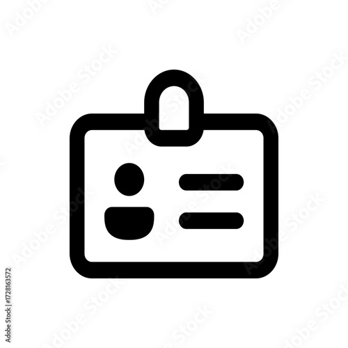 Illustration of a black identification card with a person icon and text lines on a white background