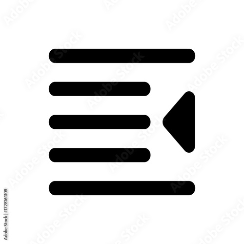 Black horizontal lines with rounded ends aligned on the left and a left arrow on the right side