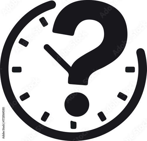 Clock with question mark representing time uncertainty and decision making.