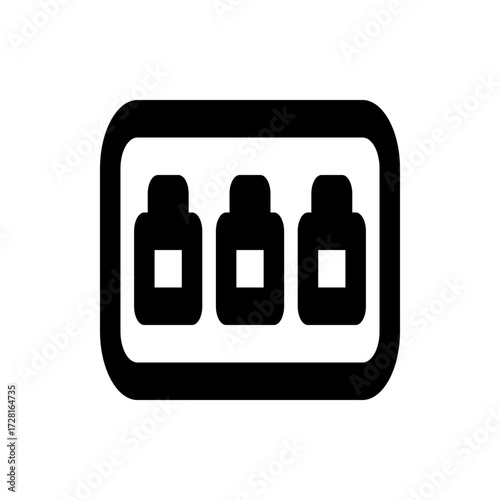 Illustration showing three black network ports inside a rounded rectangle on a white background view