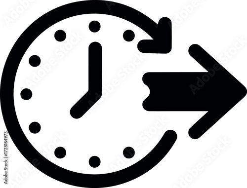 Clock with arrow indicating time passing and forward movement.