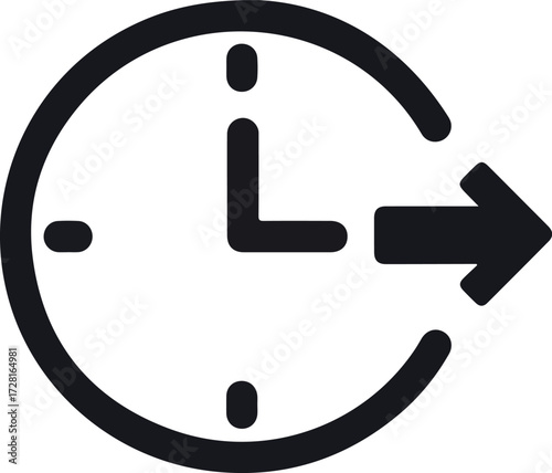 Clock with arrow indicating time passing and forward movement 1.