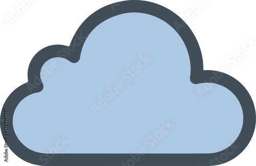 Cloud illustration with blue color and dark outline simple design for weather.