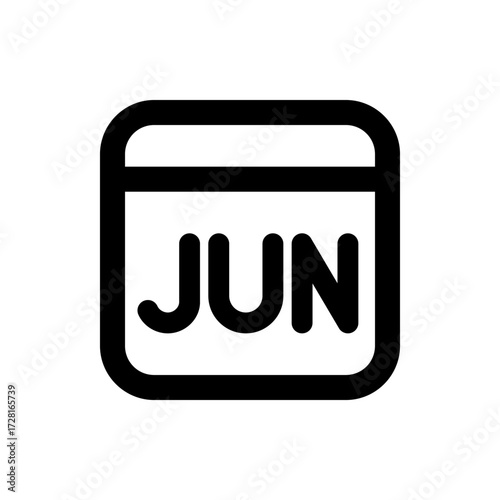A black and white square icon showing a calendar page with the abbreviation jun displayed in the center