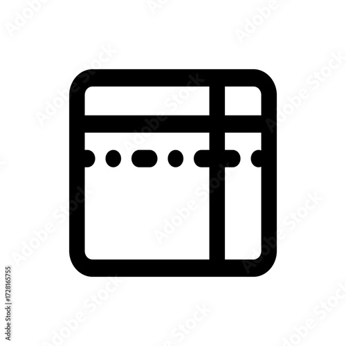 A simple black outline icon depicting a square with internal divisions and dotted lines near the top edge