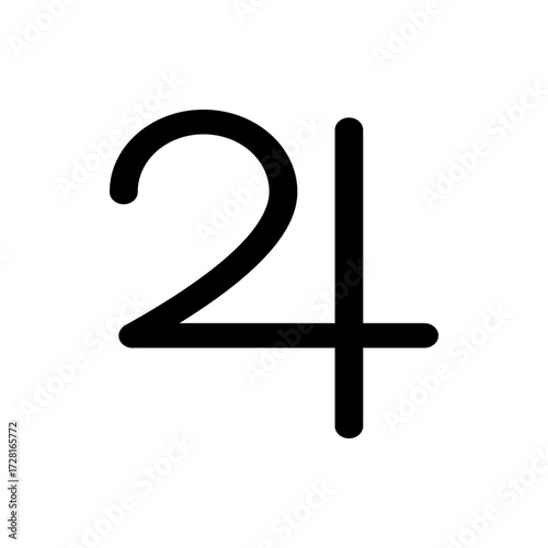 A simple black line drawing of the astrological symbol for jupiter on a plain white background image view