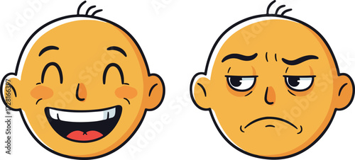 Happy and Sad Faces Depicting Emotions and Feelings.