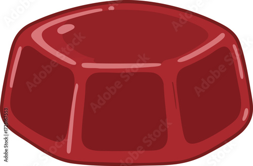A simple vector illustration of a glossy, off-white gelatin dessert shaped in a classic fluted ring mold chocolate jelly
