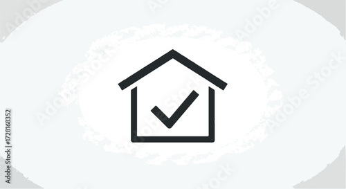 Home with checkmark symbol representing approval and confirmation of the house.