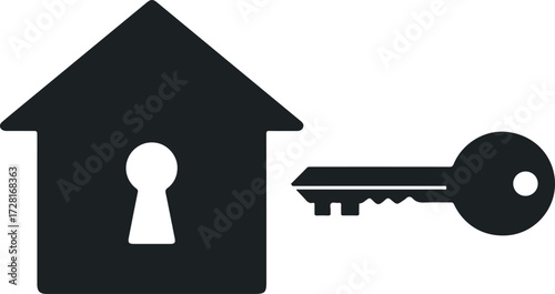 House and Key Symbolizing Home Ownership and Security.