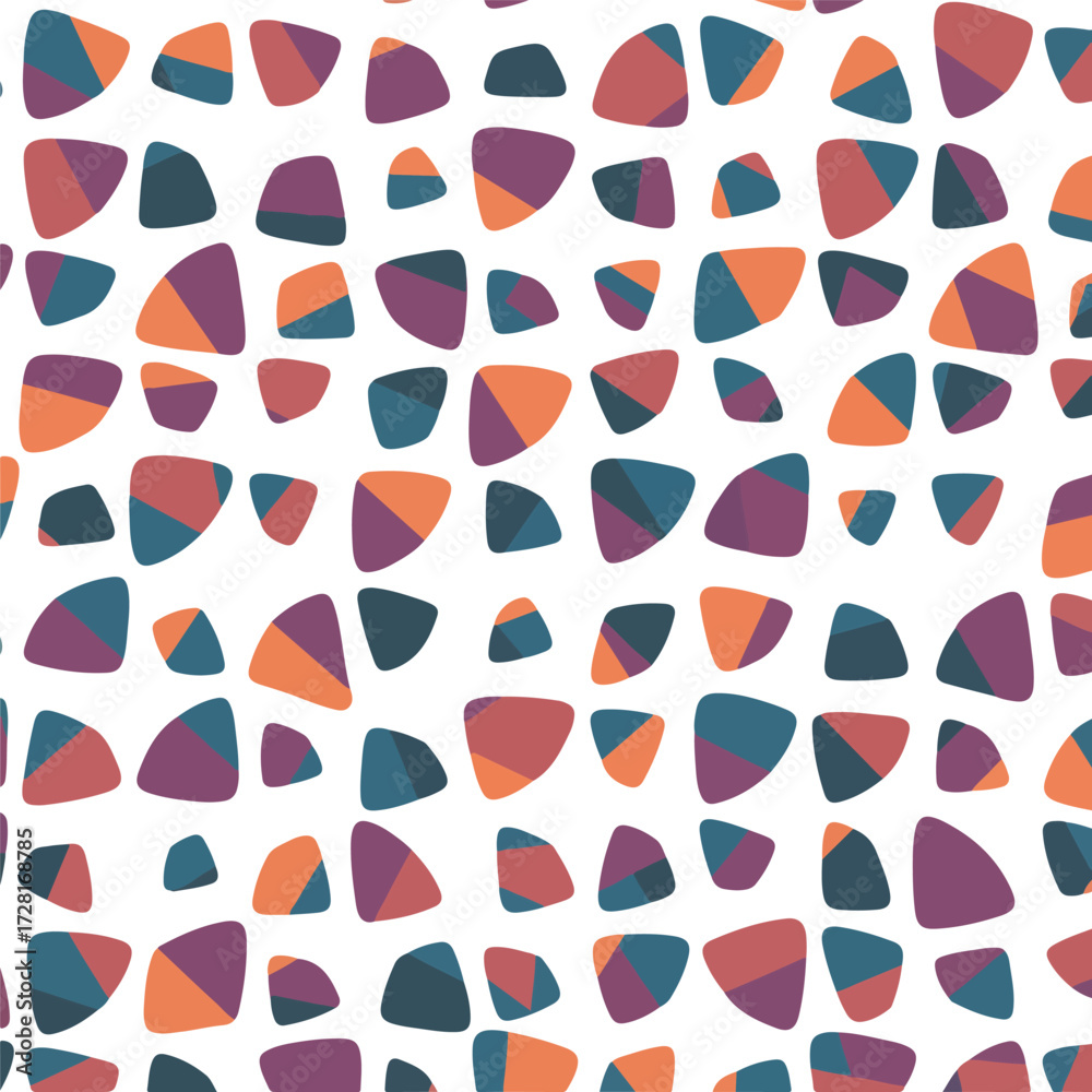 Fototapeta premium Colorful geometric pattern of abstract shapes on a white background.