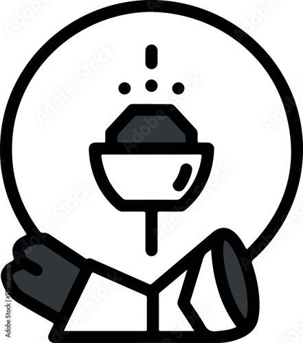 Illustration of a welding process with protective gear and equipment.