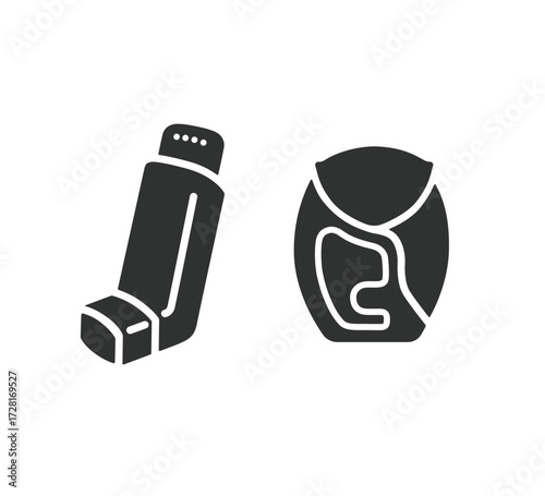 吸入剤　吸入器のシルエットイラスト
