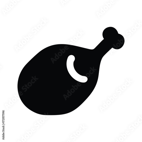 Black silhouette of a cooked chicken leg poultry meat