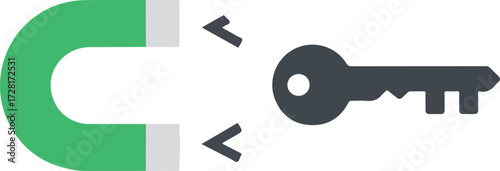 Magnet attracting key concept of security and access.
