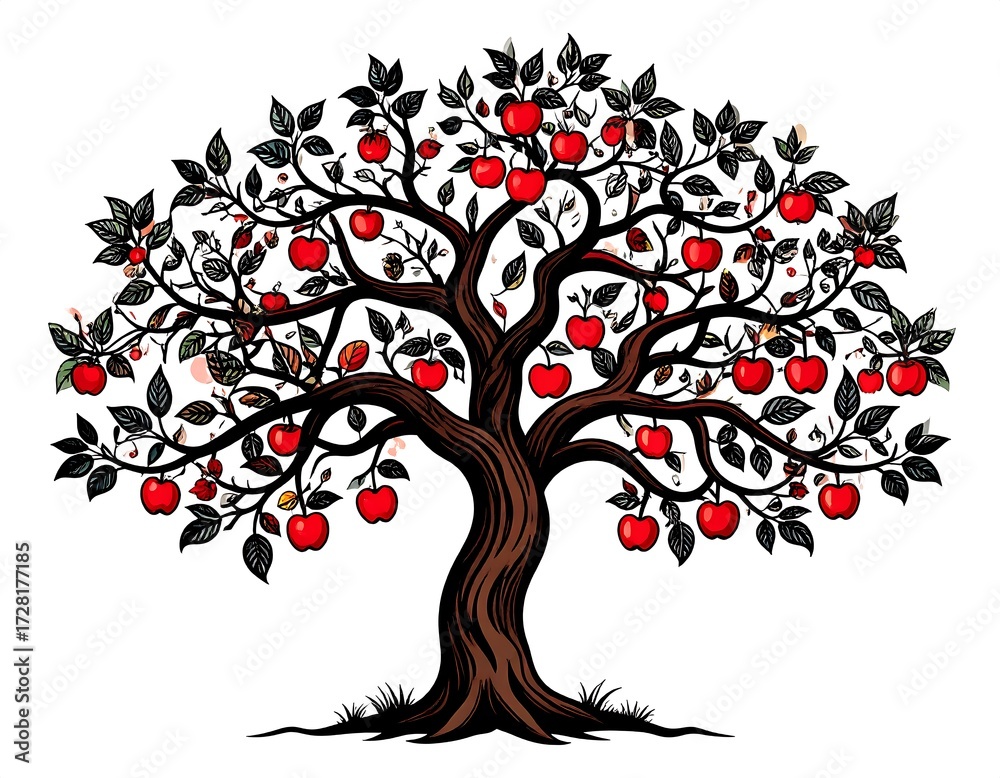 Obraz premium Ornate apple tree design