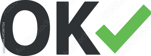 OK symbol with a green checkmark representing approval and success.