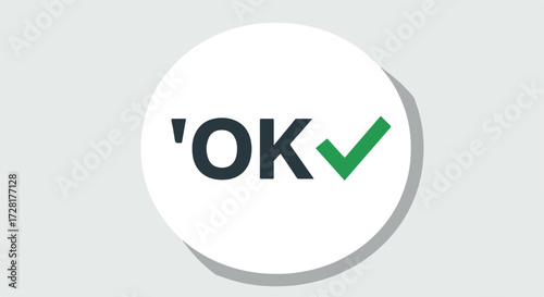 OK symbol with a green checkmark inside a white circle on a gray background.