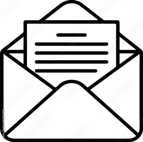 Open Envelope with Letter Inside Communication Concept.
