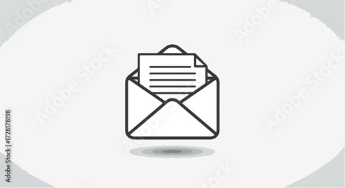 Open Envelope with Letter Inside Represents Communication and Correspondence.