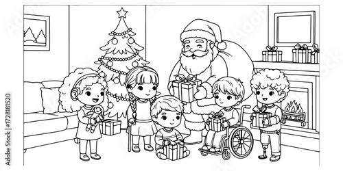 Whimsical and Cheerful Inclusive Holiday Coloring Page