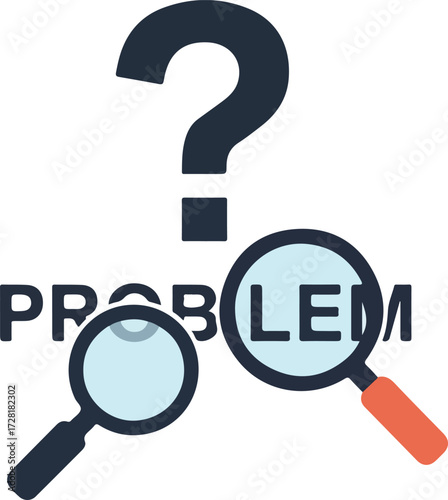 Problem Solving Concept with Question Mark and Magnifying Glasses.
