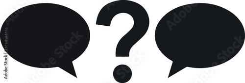 Question mark between two speech bubbles.
