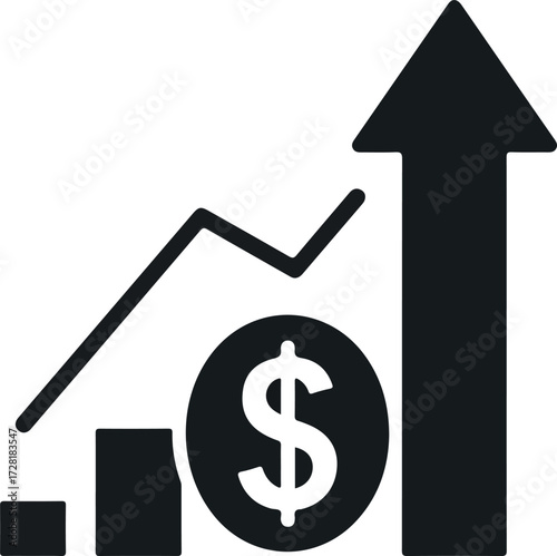 Financial growth and investment concept with dollar sign and upward arrow 1.