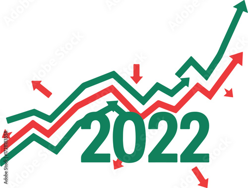 Financial growth chart for the year 2022 showing upward trends and progress.