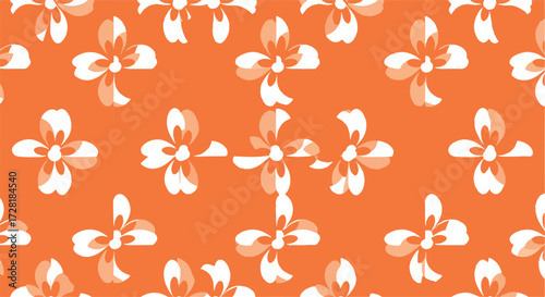 Floral pattern design with orange background and white flower shapes.