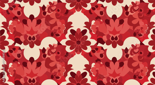 Floral pattern design with red and cream colors elegant and stylish.