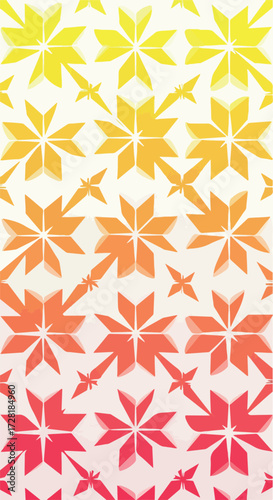 Floral Pattern with Gradient Color Scheme and Geometric Design.