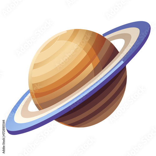 Realistic Saturn with Rings and Moons – Space Planet Illustration.